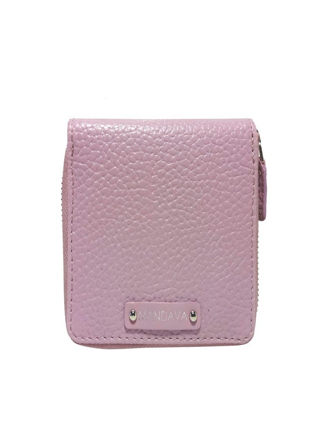 MANDAVA Women's Small Bifold PU Leather Wallet | Ladies Slim Compact Card Holder Organizer Zipper Coin Purse (Mauve) - Image 1